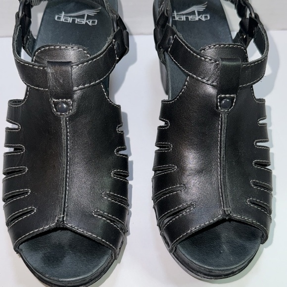 Dansko Randa Women’s Black Leather Block Heel Slingback Dress Sandal - Picture 3 of 9